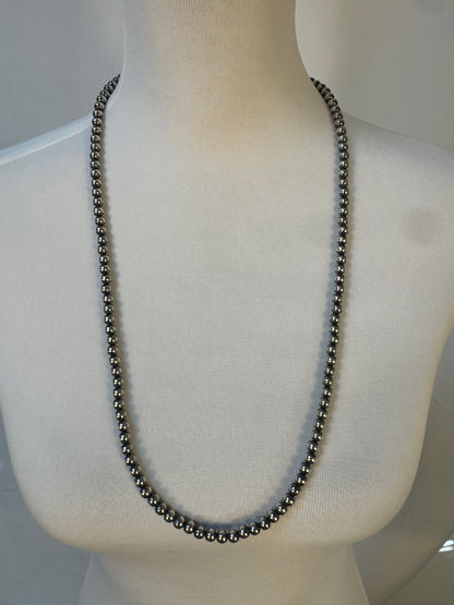 6MM " Navajo Style" Sterling Pearls Necklaces
