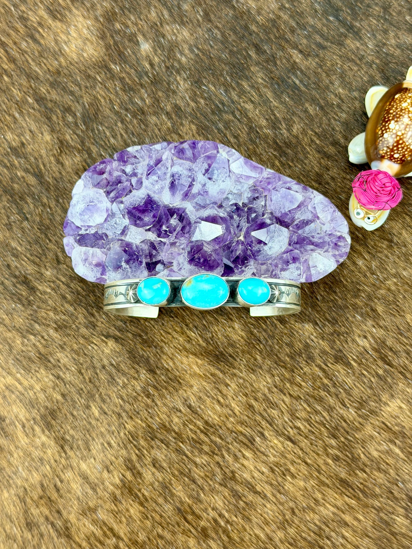 Kingman Turquoise 3 Stone Sterling Silver Cuff