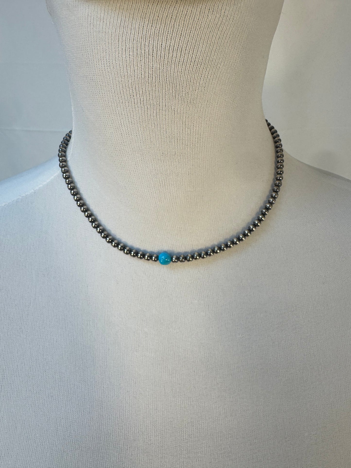Navajo Style Beads and Turquoise stone Necklace