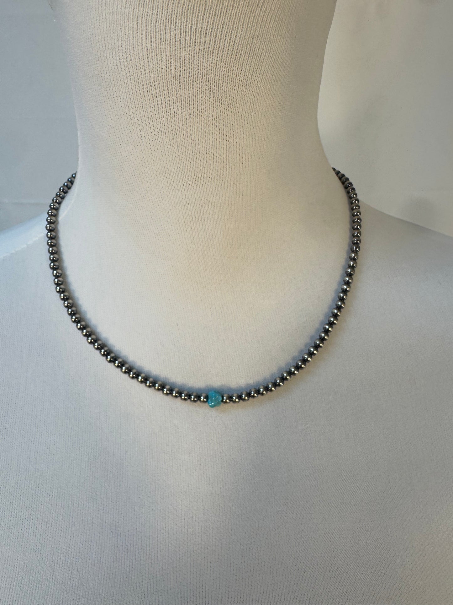 Navajo Style Beads and Turquoise stone Necklace