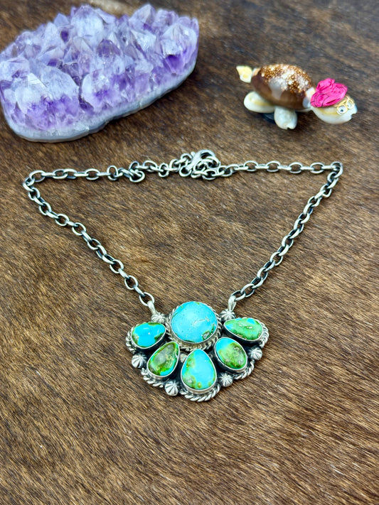 Sonoran Gold Fan Cluster Sterling Silver Necklace