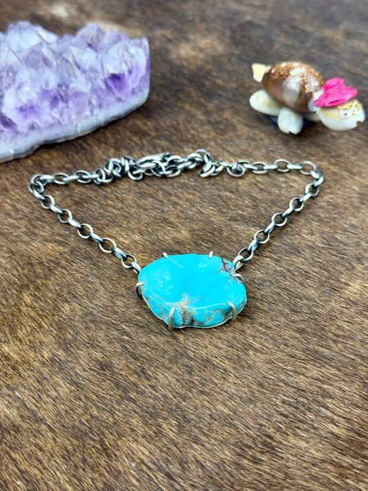 Kingman Turquoise Waterproof Sterling Silver Necklace