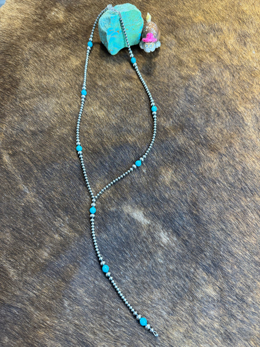 Navajo Style Bead and Turquoise Y-Necklace