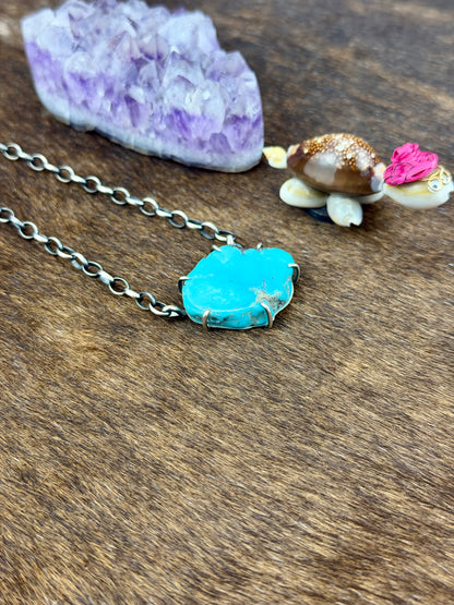 Kingman Turquoise Waterproof Sterling Silver Necklace
