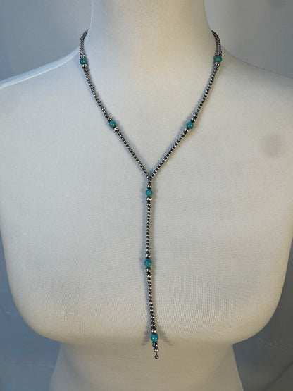 Navajo Style Bead and Turquoise Y-Necklace