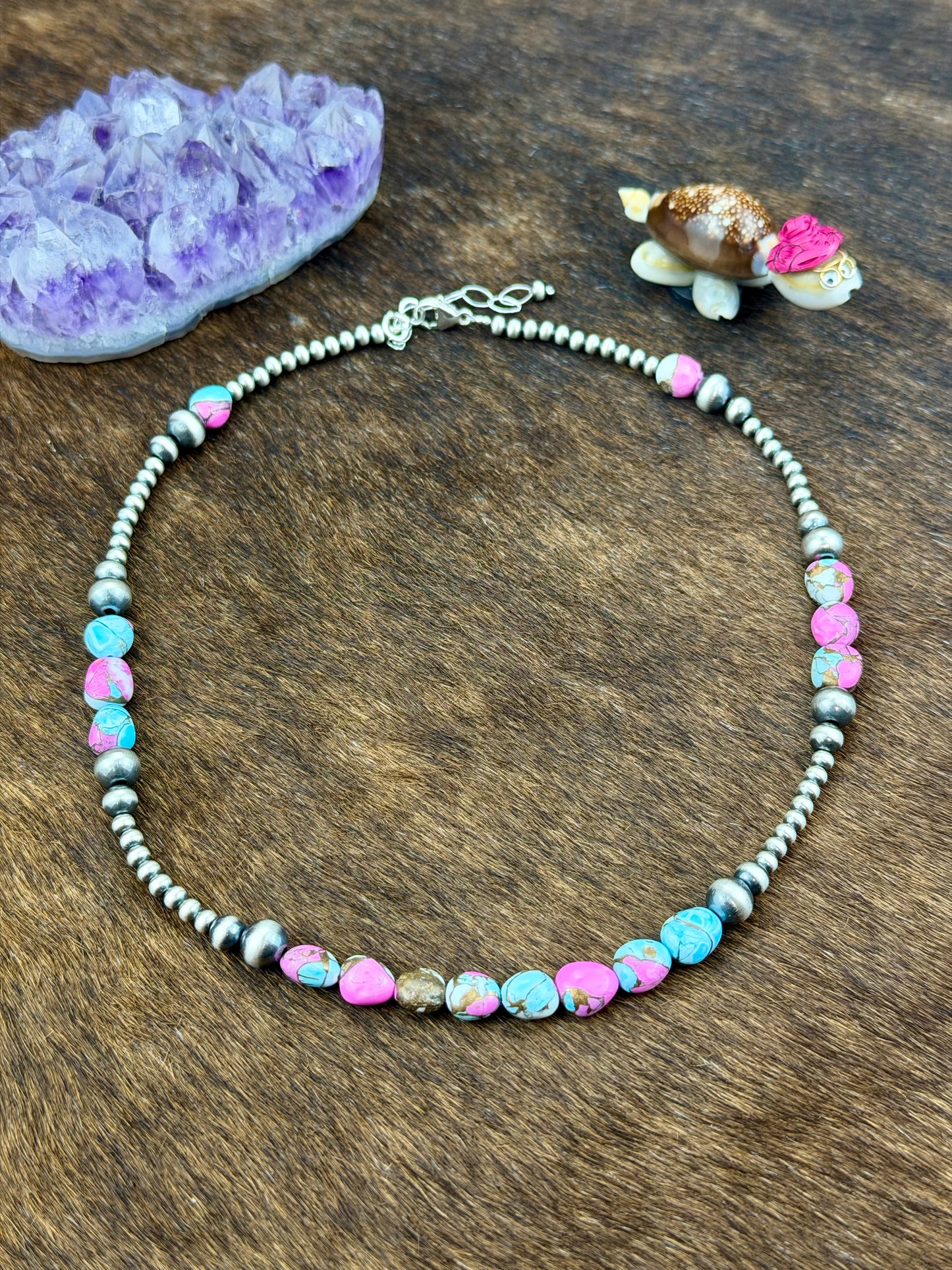 Cotton Candy Silver Sterling Pearl Necklace