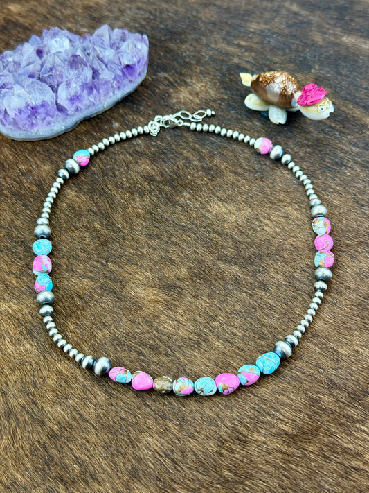 Cotton Candy Silver Sterling Pearl Necklace
