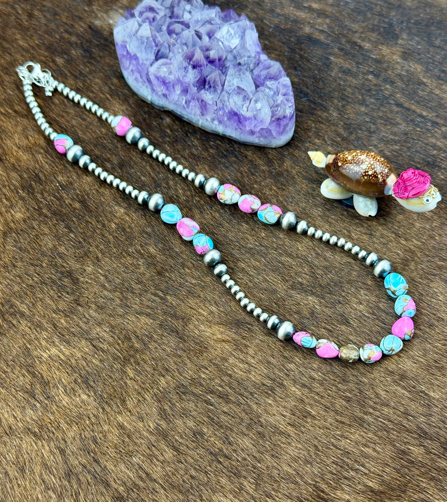 Cotton Candy Silver Sterling Pearl Necklace
