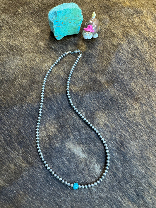 Navajo Style Beads and Turquoise stone Necklace