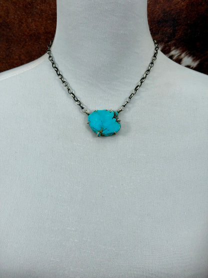 Kingman Turquoise Waterproof Sterling Silver Necklace