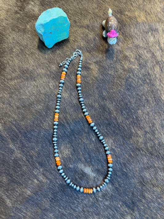 Orange Spiny & Pearl Necklace