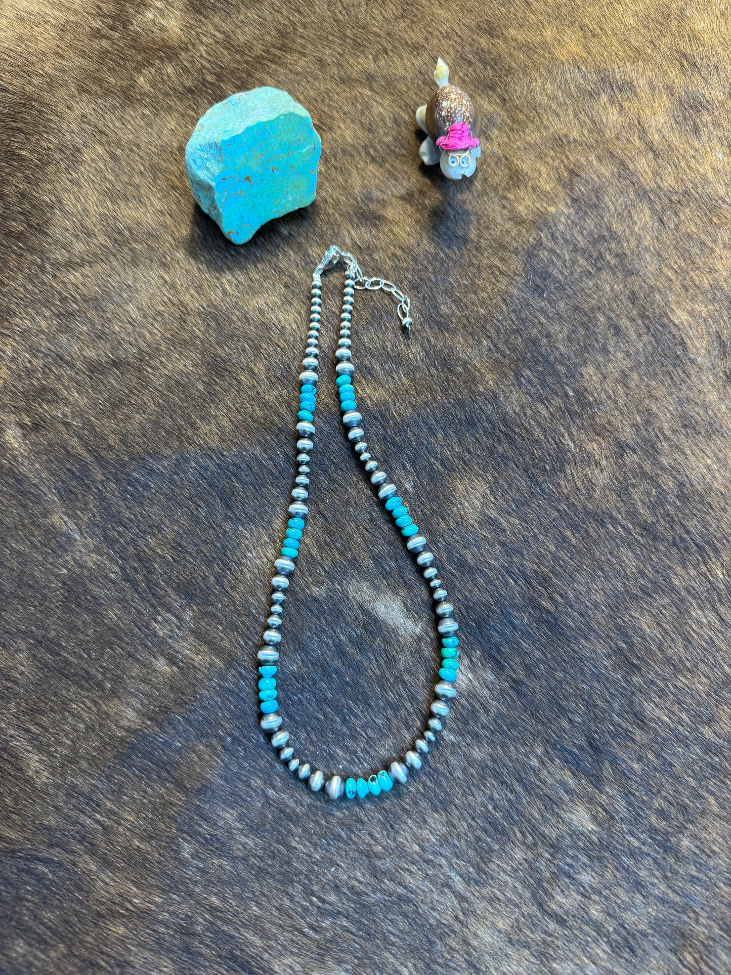Kingman Turquoise & Pearl Necklace Design 1