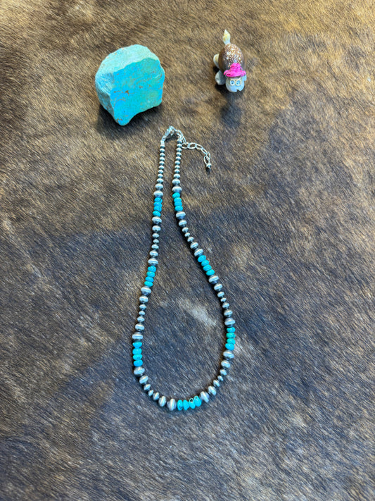 Kingman Turquoise & Pearl Necklace Design 1