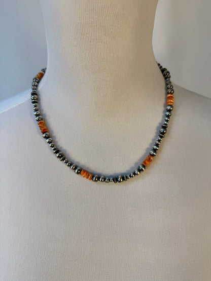 Orange Spiny & Pearl Necklace