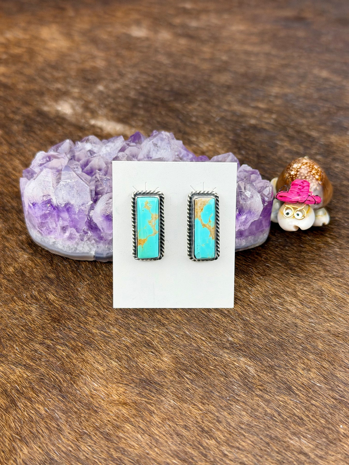 Kingman Turquoise Sterling Silver Bar Earrings