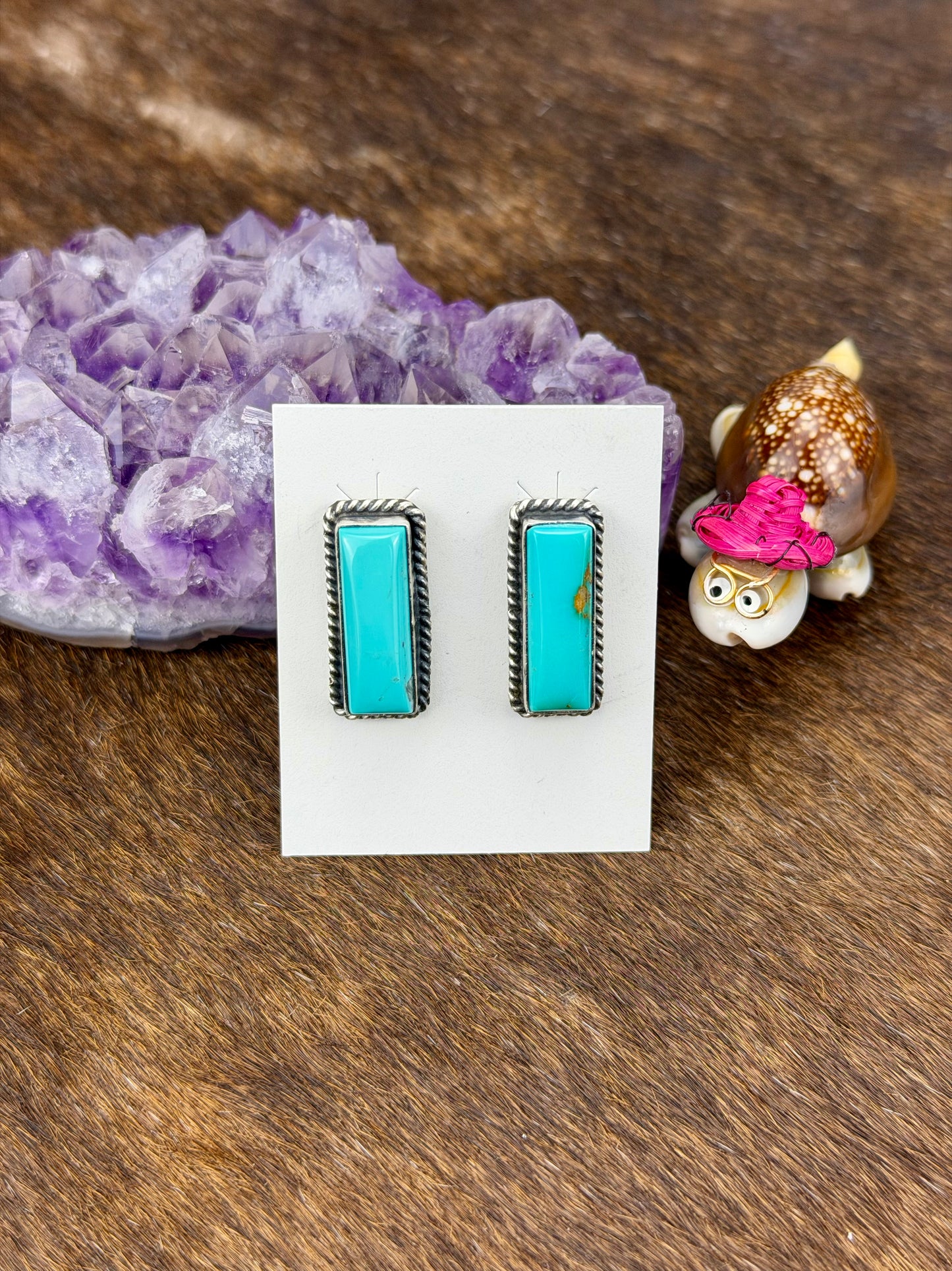 Kingman Turquoise Sterling Silver Bar Earrings