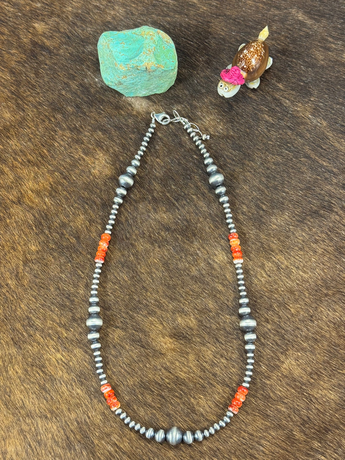 Red Spiny & Silver Pearl Necklace Design 2