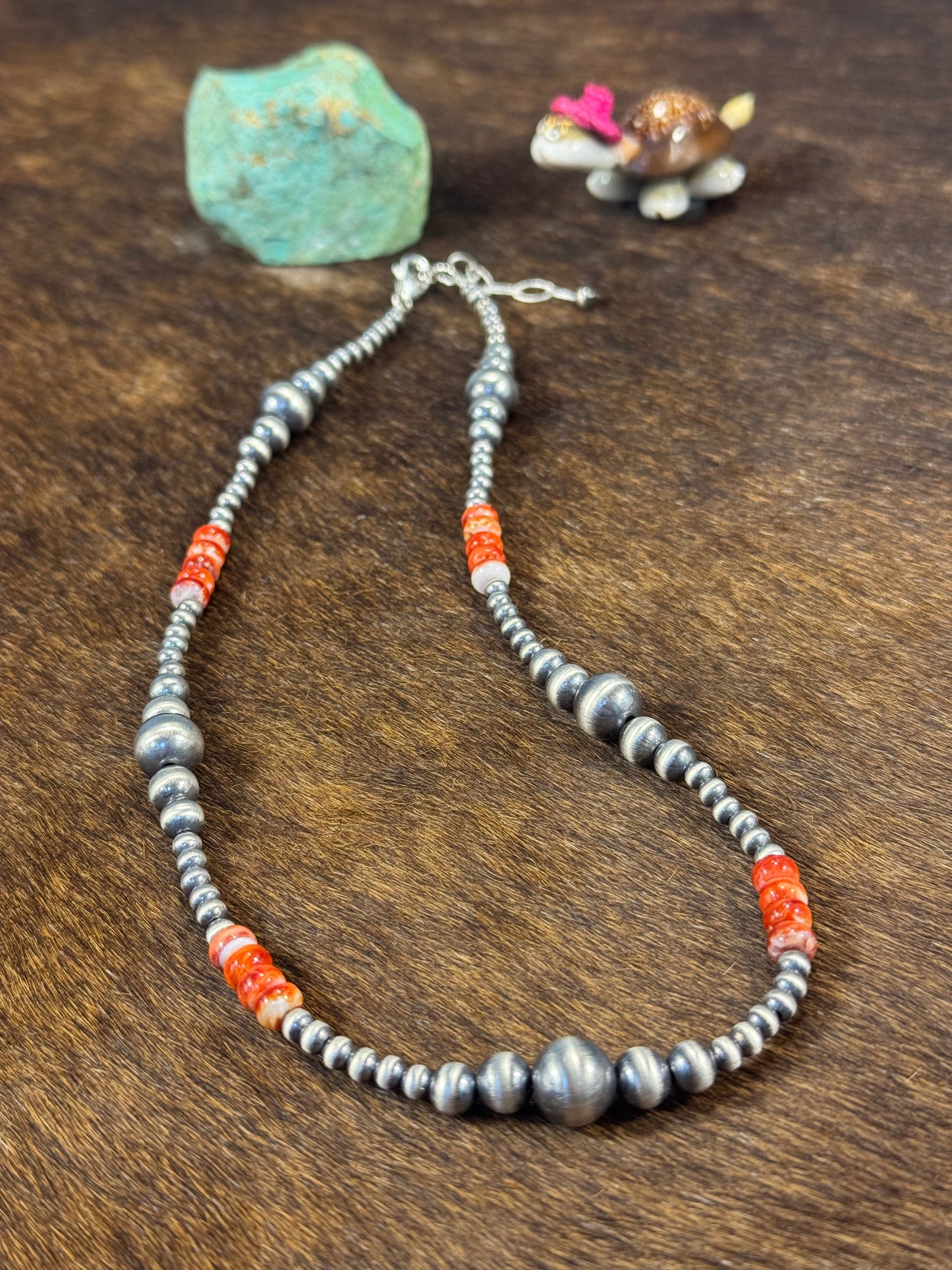 Red Spiny & Silver Pearl Necklace Design 2