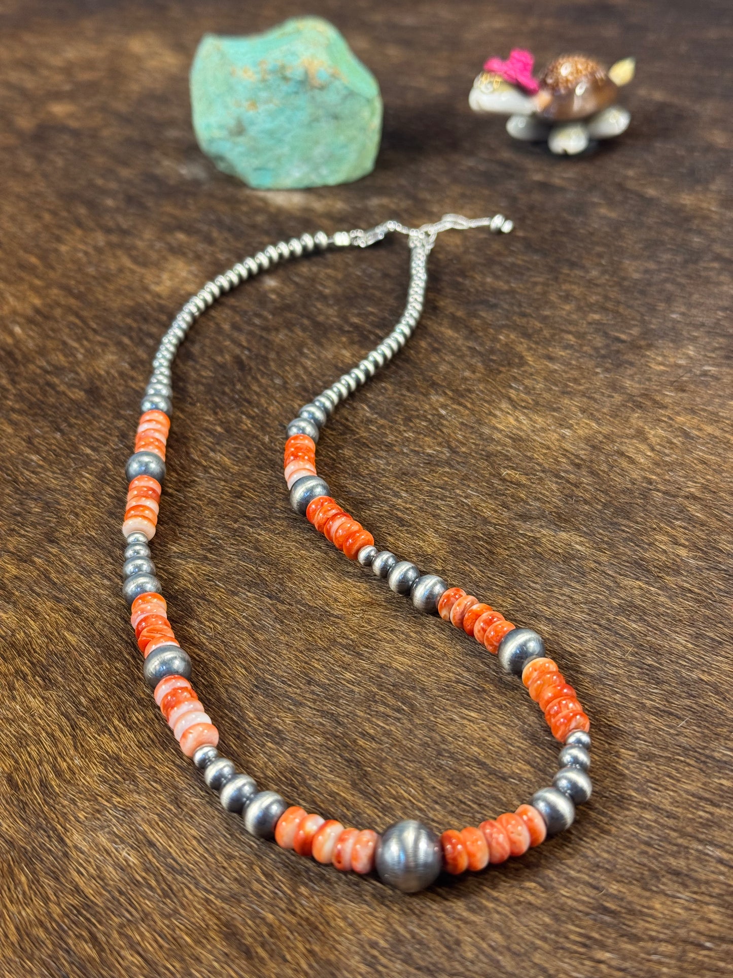 Red Spiny & Silver Pearl Necklace Design 3