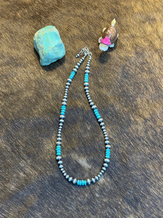 Four Stone Kingman and Navajo Style Bead Necklace