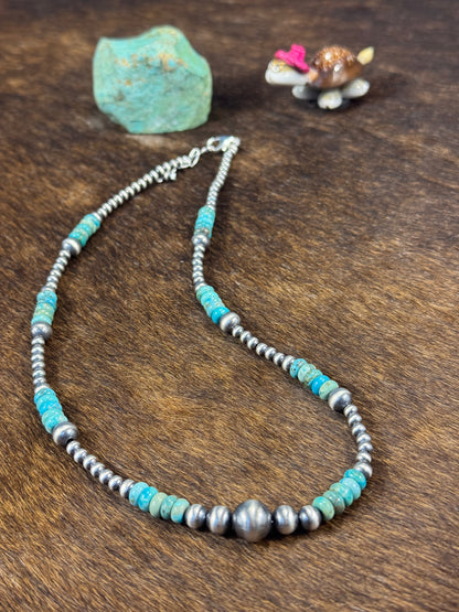 Kingman Turquoise & Silver Pearl Necklace Design 1