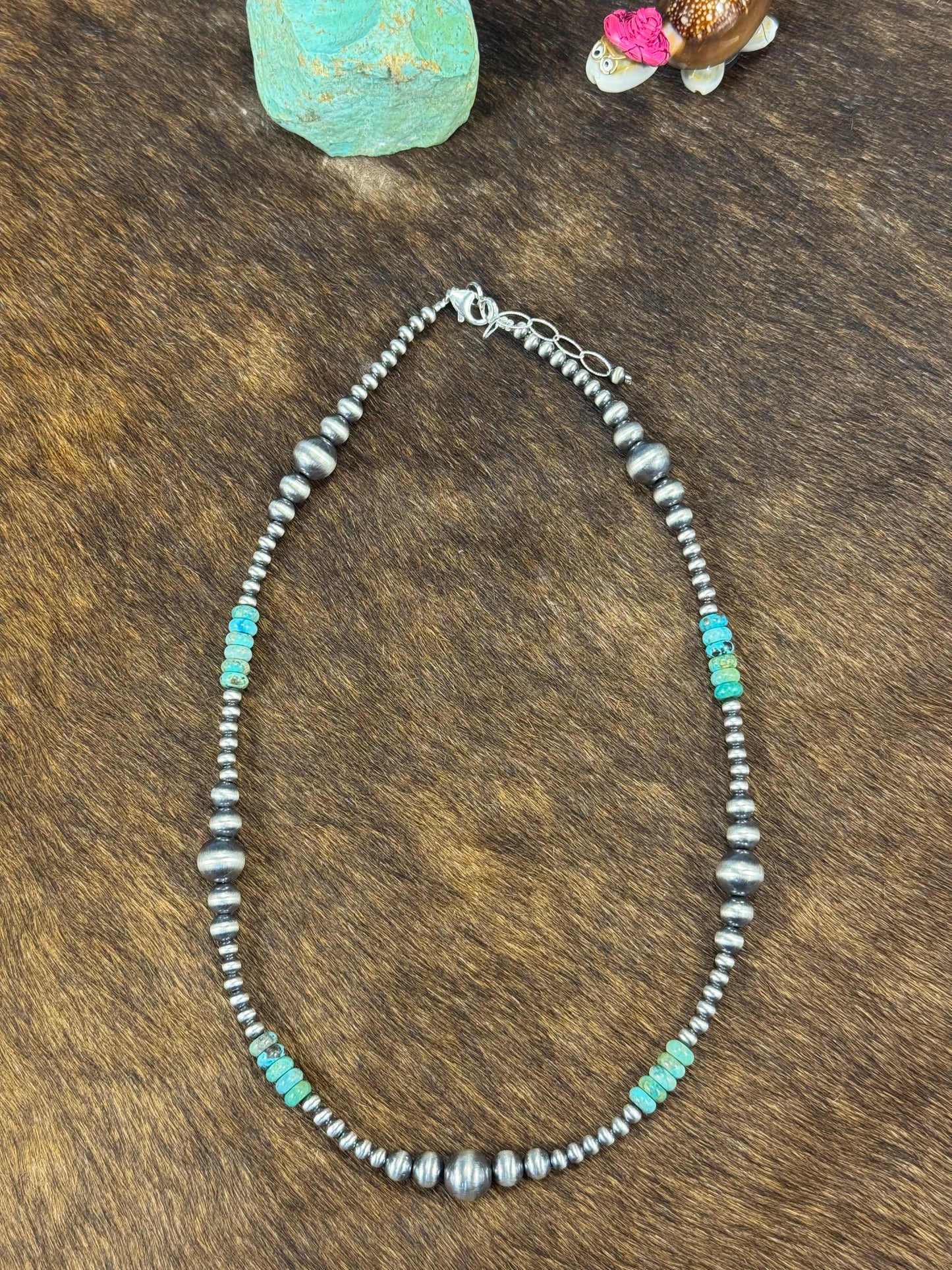 Kingman Turquoise & Silver Pearl Necklace Design 2