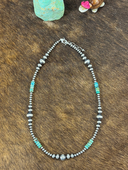 Kingman Turquoise & Silver Pearl Necklace Design 2