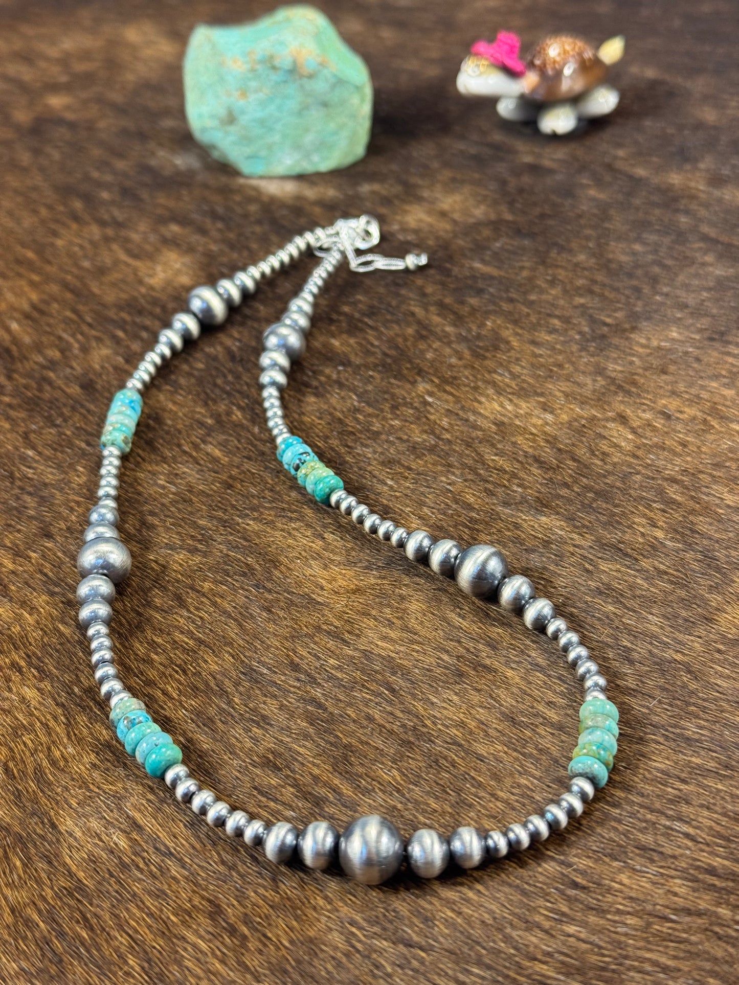Kingman Turquoise & Silver Pearl Necklace Design 2