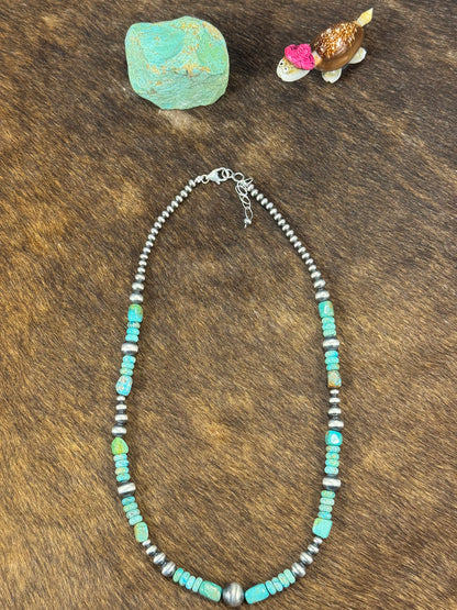 Kingman Turquoise & Silver Pearl Necklace Design 3