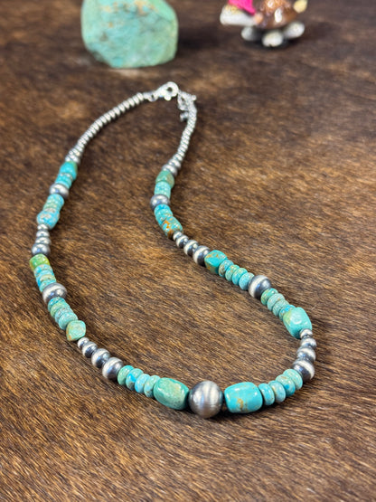 Kingman Turquoise & Silver Pearl Necklace Design 3