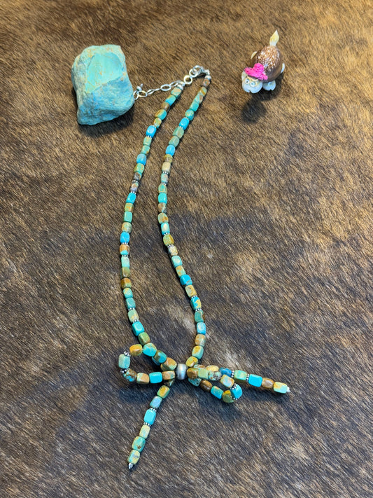 Kingman Turquoise Bow Necklace
