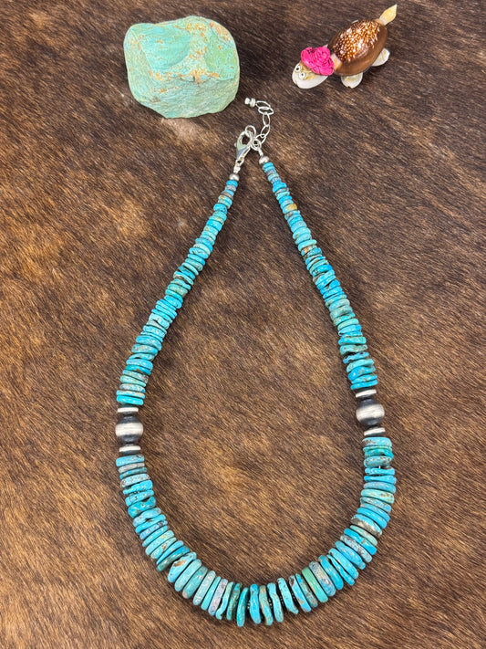Kingman Turquoise Blue Disc Necklace