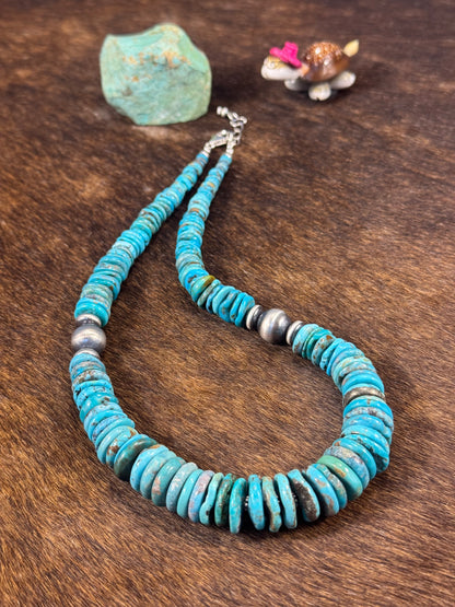 Kingman Turquoise Blue Disc Necklace