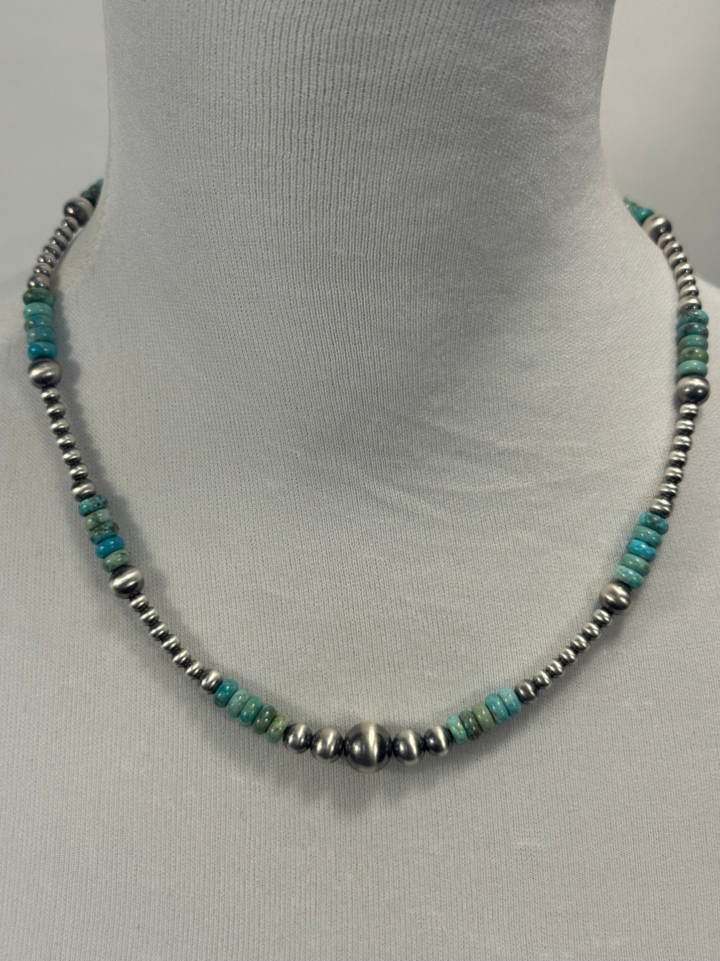 Kingman Turquoise & Silver Pearl Necklace Design 1