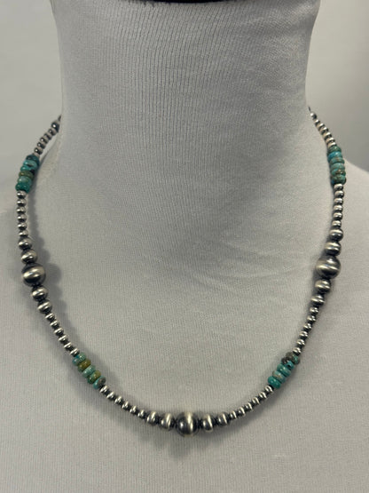 Kingman Turquoise & Silver Pearl Necklace Design 2