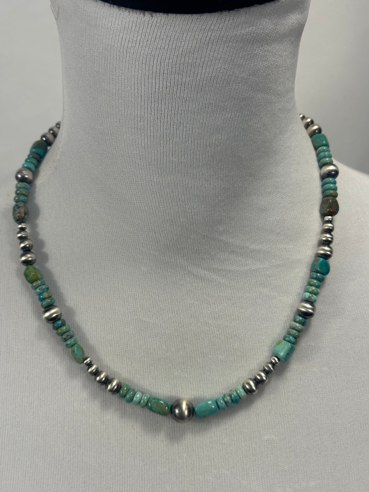 Kingman Turquoise & Silver Pearl Necklace Design 3