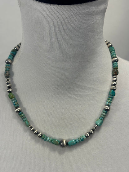 Kingman Turquoise & Silver Pearl Necklace Design 3