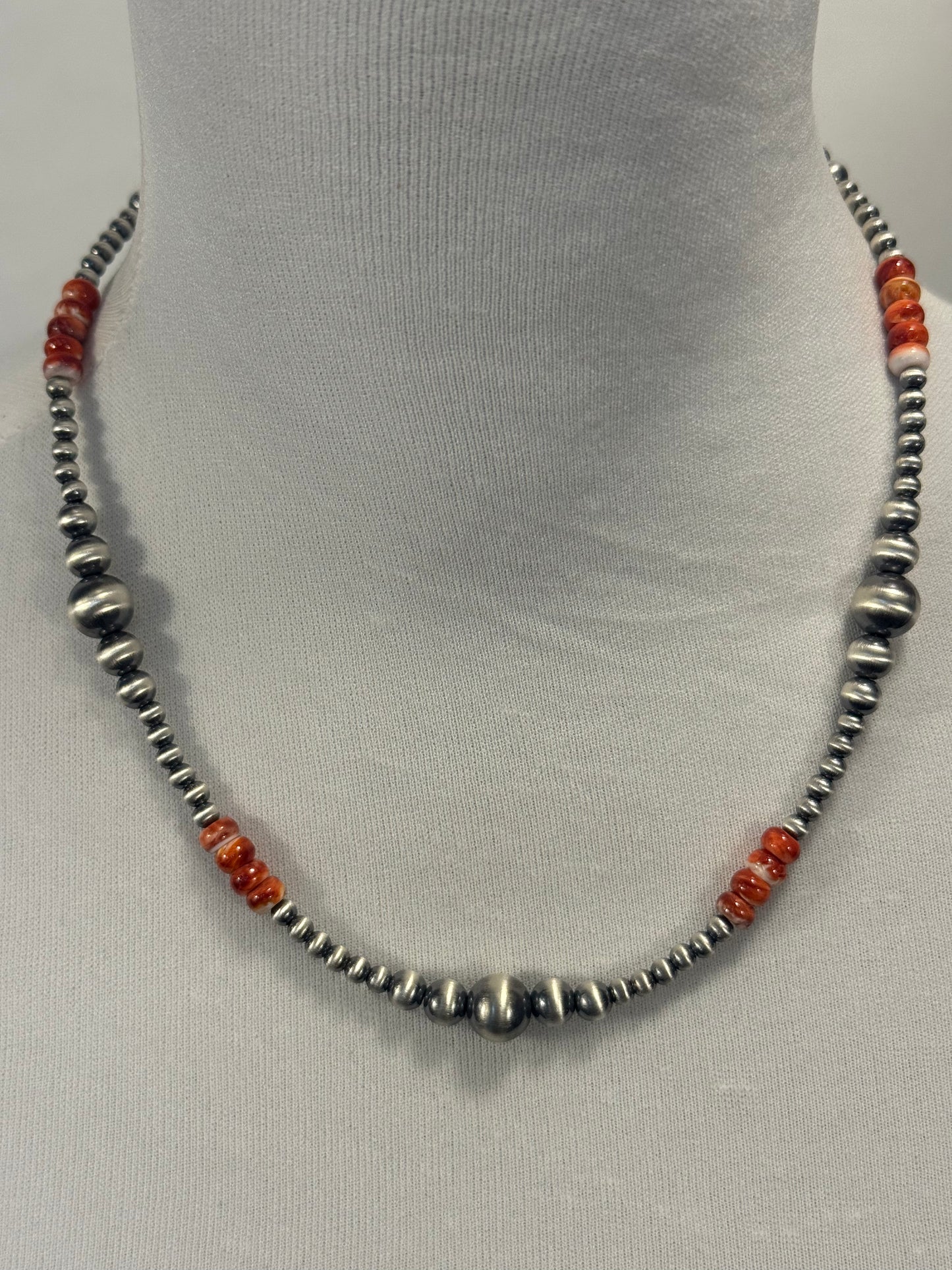 Red Spiny & Silver Pearl Necklace Design 2