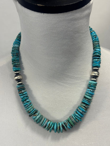 Kingman Turquoise Blue Disc Necklace