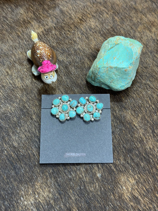 Kingman Turquoise Flower Studs