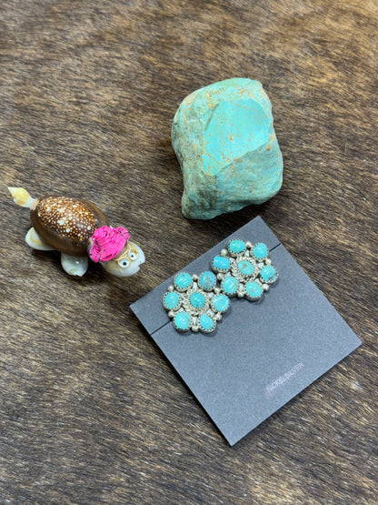Kingman Turquoise Flower Studs