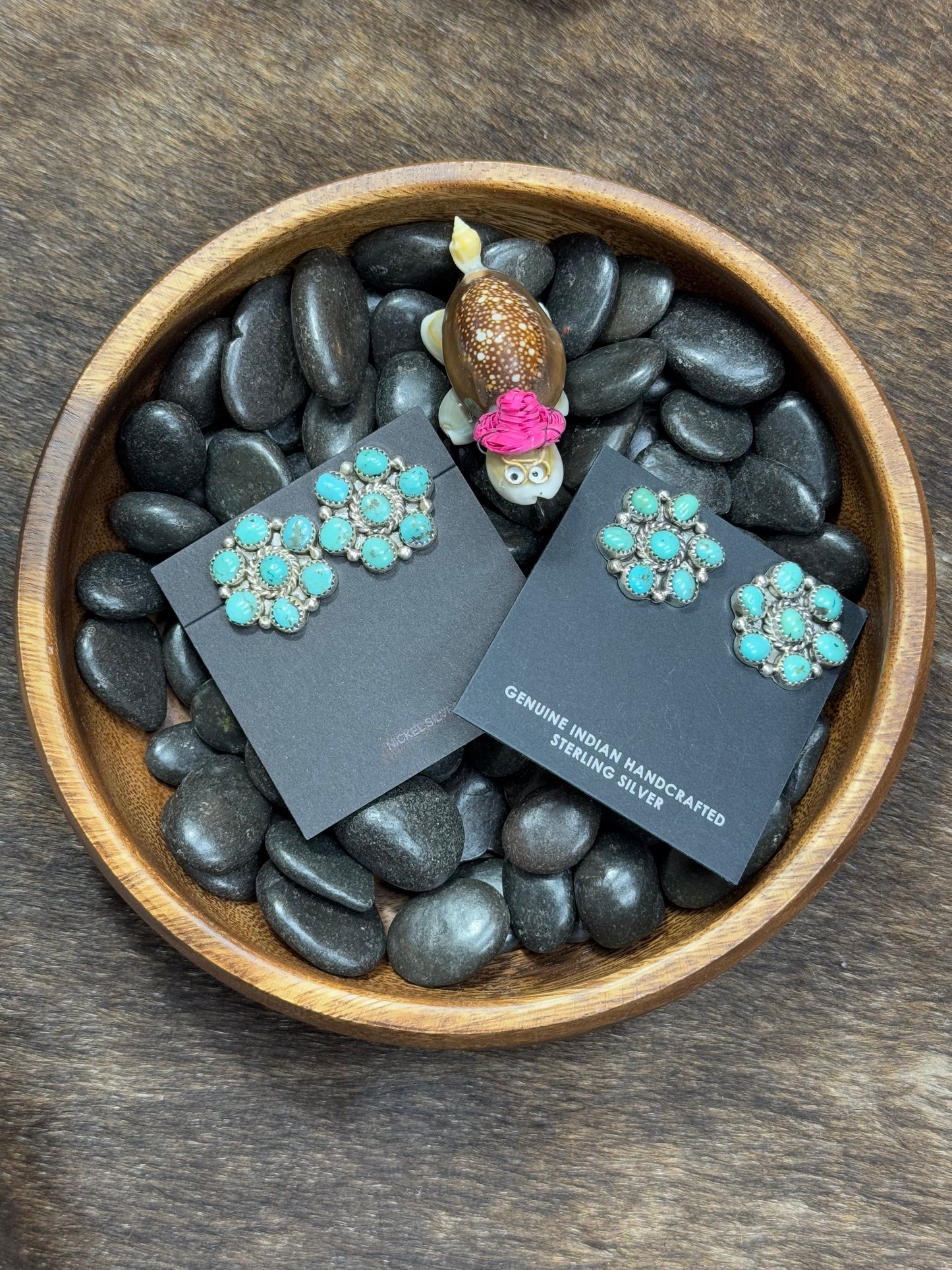 Kingman Turquoise Flower Studs
