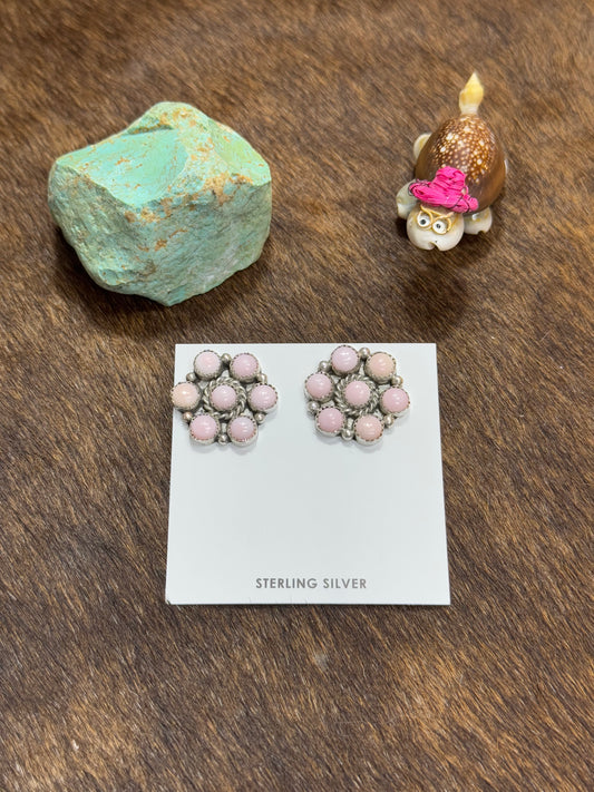 Pink Conch Flower Earrings