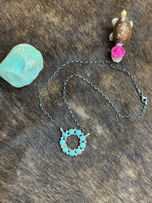 Kingman Turquoise Circle Necklace