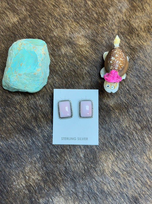 Pink Conch Rectangle Studs