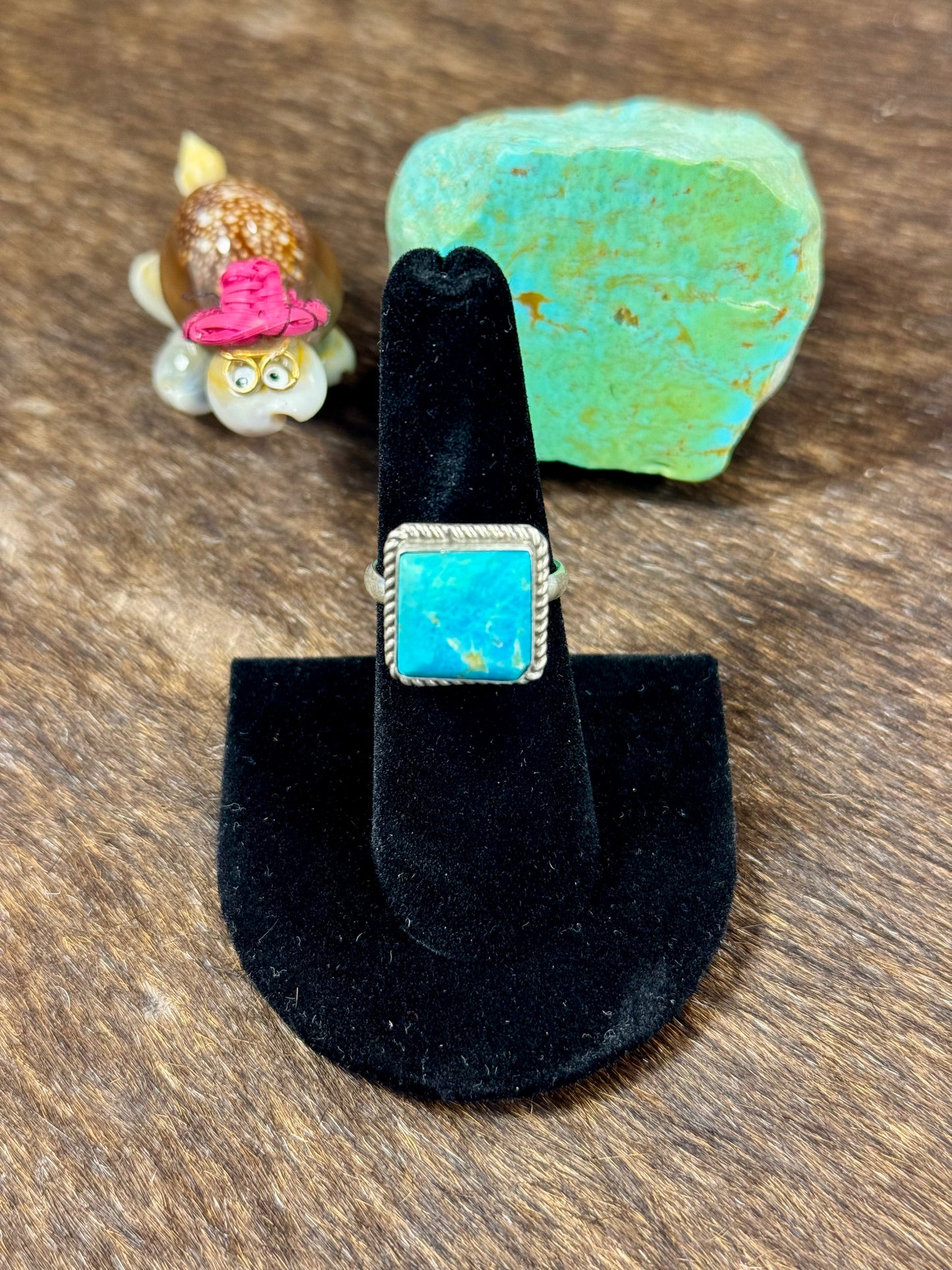Kingman Turquoise Square Ring