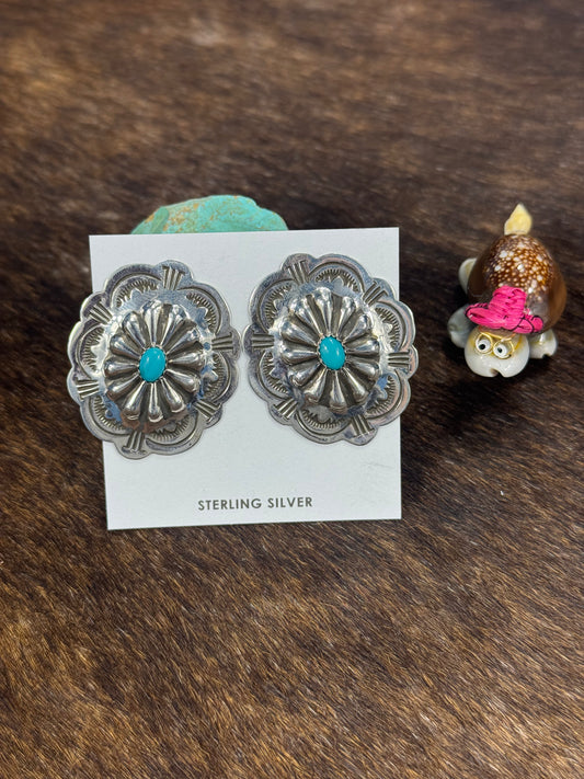 Kingman Turquoise Stamp Earring