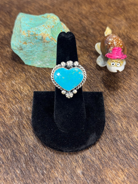 Kingman Turquoise Small Heart Ring