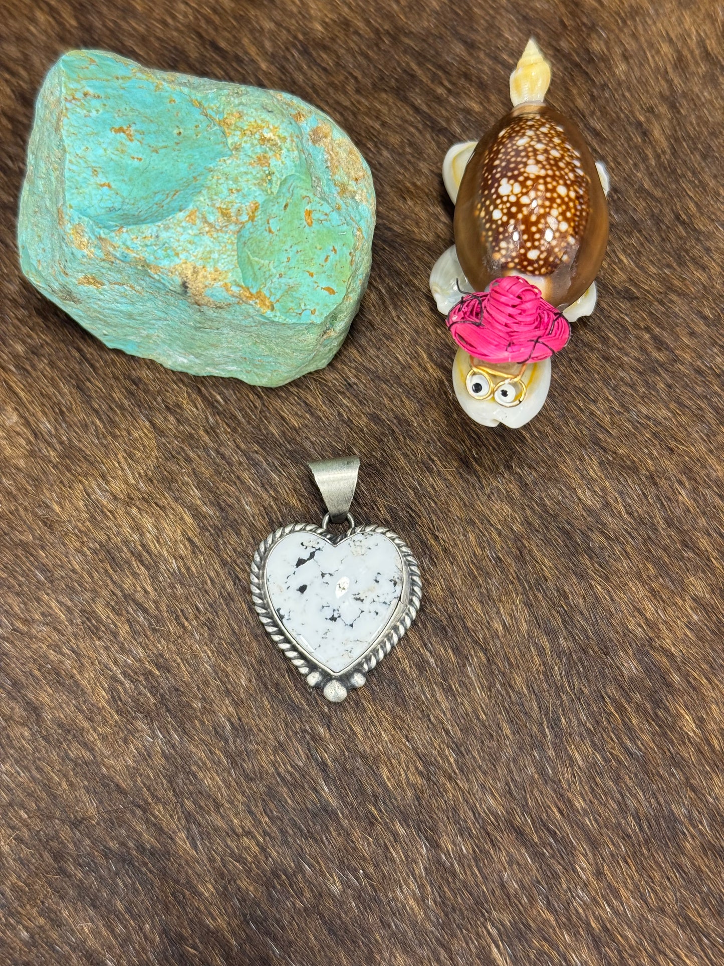 White Buffalo Heart Pendant