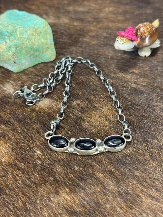 Black Onyx Bar Necklace